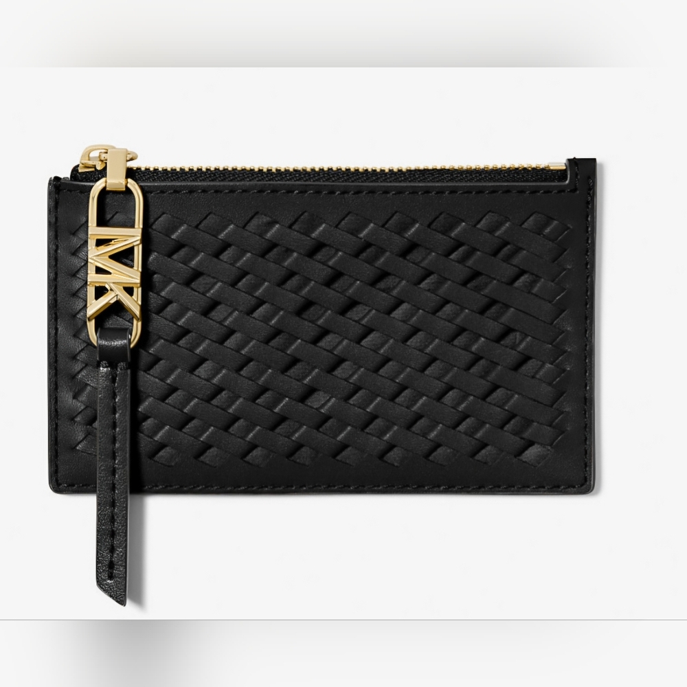 Michael Kors Empire Black Leather Woven Wallet